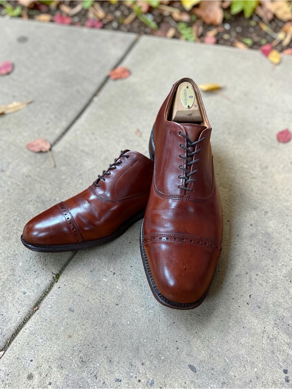 Allen Edmonds Byron Cap-Toe Oxford 10 D Chili Brown Cognac Made in USA 2034